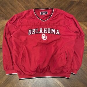 Colosseum Athletics Oklahoma Sooners Pullover Jacket Red XL V-Neck Athletic |K1